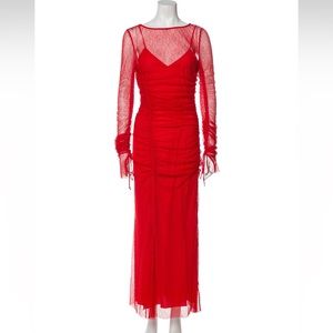 Diane Von- Long sleeve red midi dress